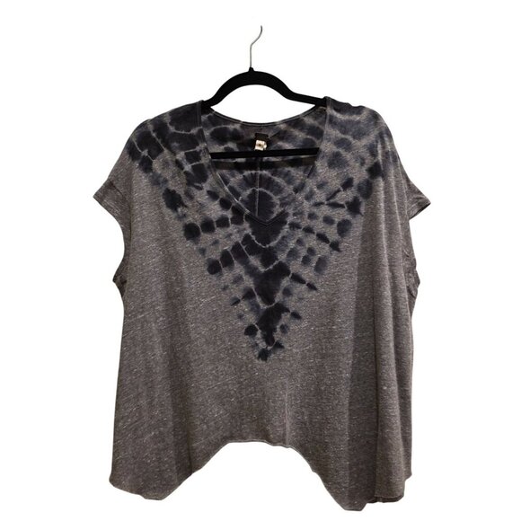 We The Free Womens Tie-Dye Gray Blue V-Neck Top Tee T-Shirt XS - Picture 1 of 10